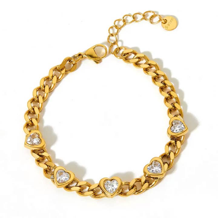 Bracelet CZ Cœur Lien Valentine - Étanche pour la vente par Savvy Bling