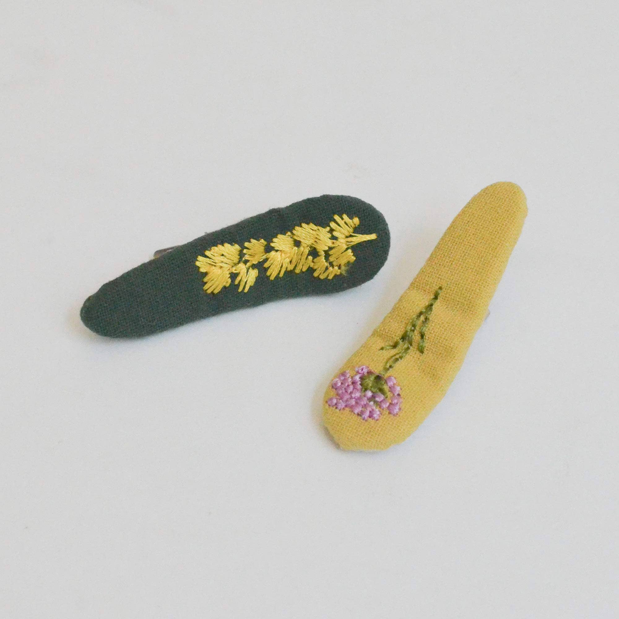 Tangle Shiny Stars - Wholesale Hair Clip - Kids - Triangle Embroidered Floral Snap Hair Clips | Green&Mustard2