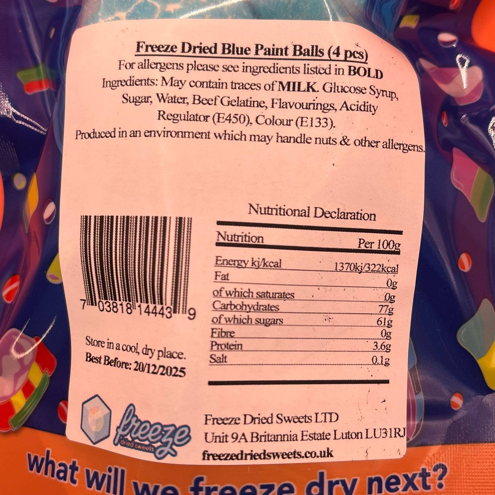 Freeze Dried Sweets - Wholesale Hard Candy - Blue Paint Balls  - Freeze Dried Sweets3