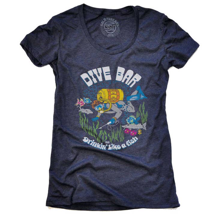 Navy Women's Dive Bar T-shirt for wholesale on Faire