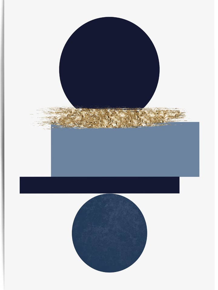 Arte de Pared Geométrico de Círculo Azul Marino y Dorado para venta al por mayor de THE WALL HABITAT