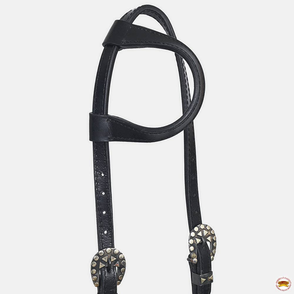 HILASON - Wholesale Horseback Riding Gear - Hilason Horse Genuine Leather One Ear Headstall Bridle GS Concho Black14