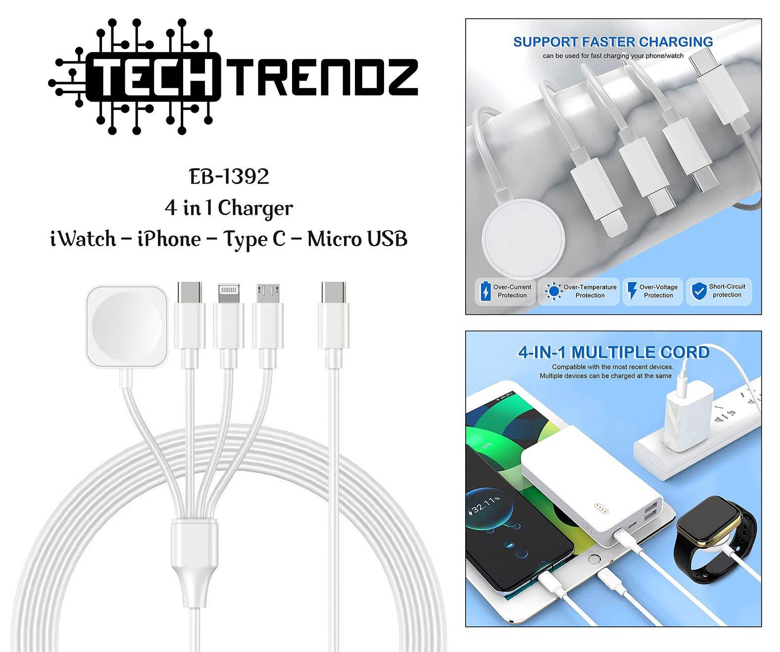 Tech Trendz - Wholesale Charging Cable - 4-in-1 Charging Cable1