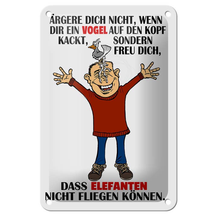 Tin sign 12x18cm Don't get angry when a bird for wholesale by Femer