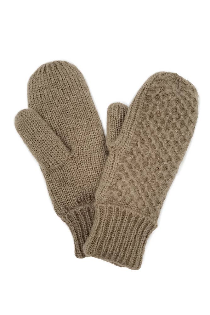 Hana - Wholesale Mittens - Women's - Sherpa Lining Cable Solid Knit Mittens3