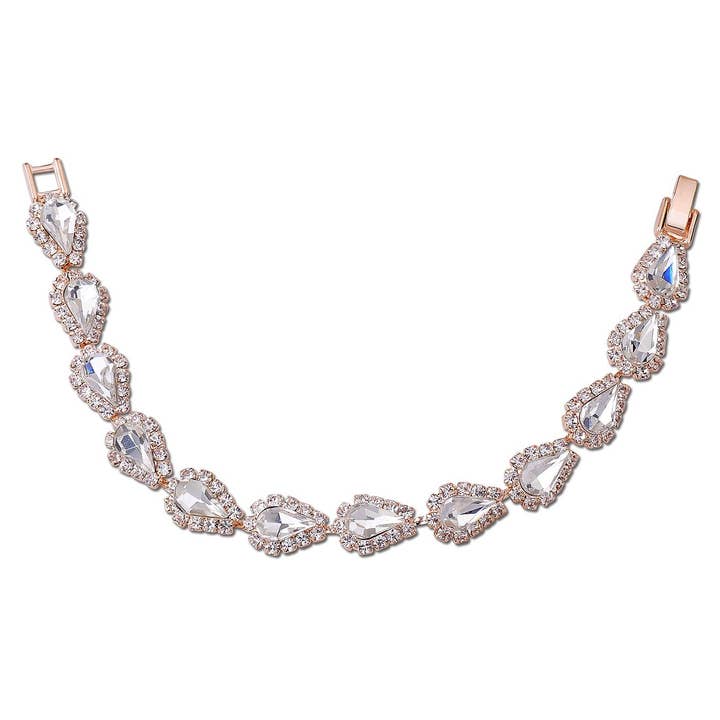 Bridal Rhinestone Wrapped Pear Bracelet for wholesale by Diacly