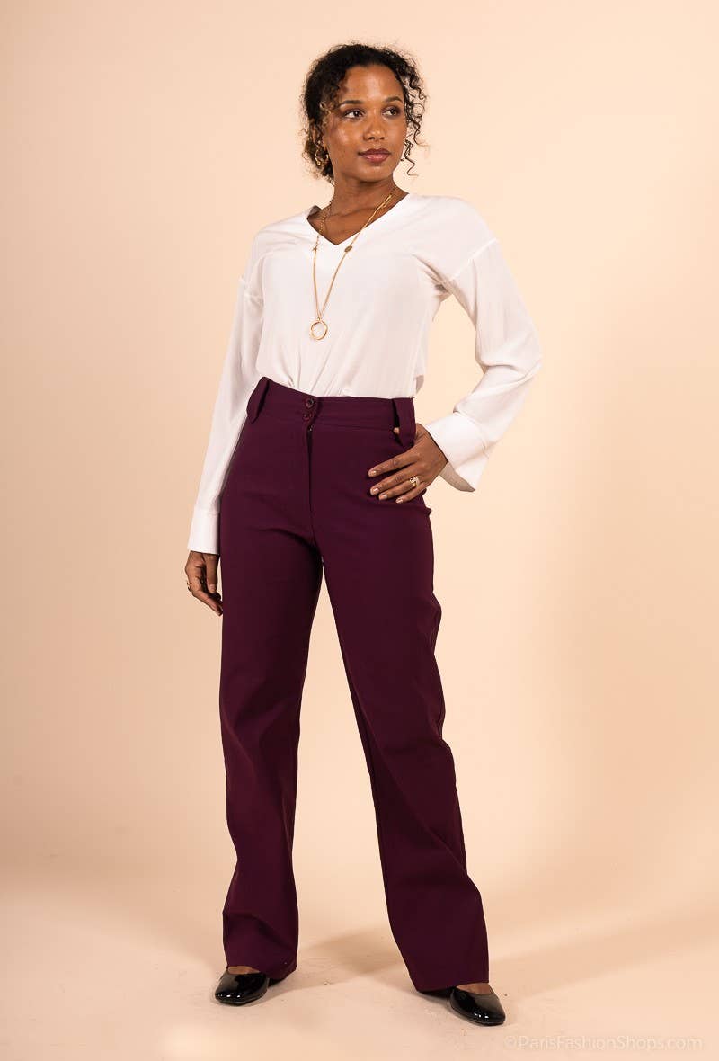 You Udress - Wholesale Pants - Women's - AUBERGINE high cut flared cut pants0