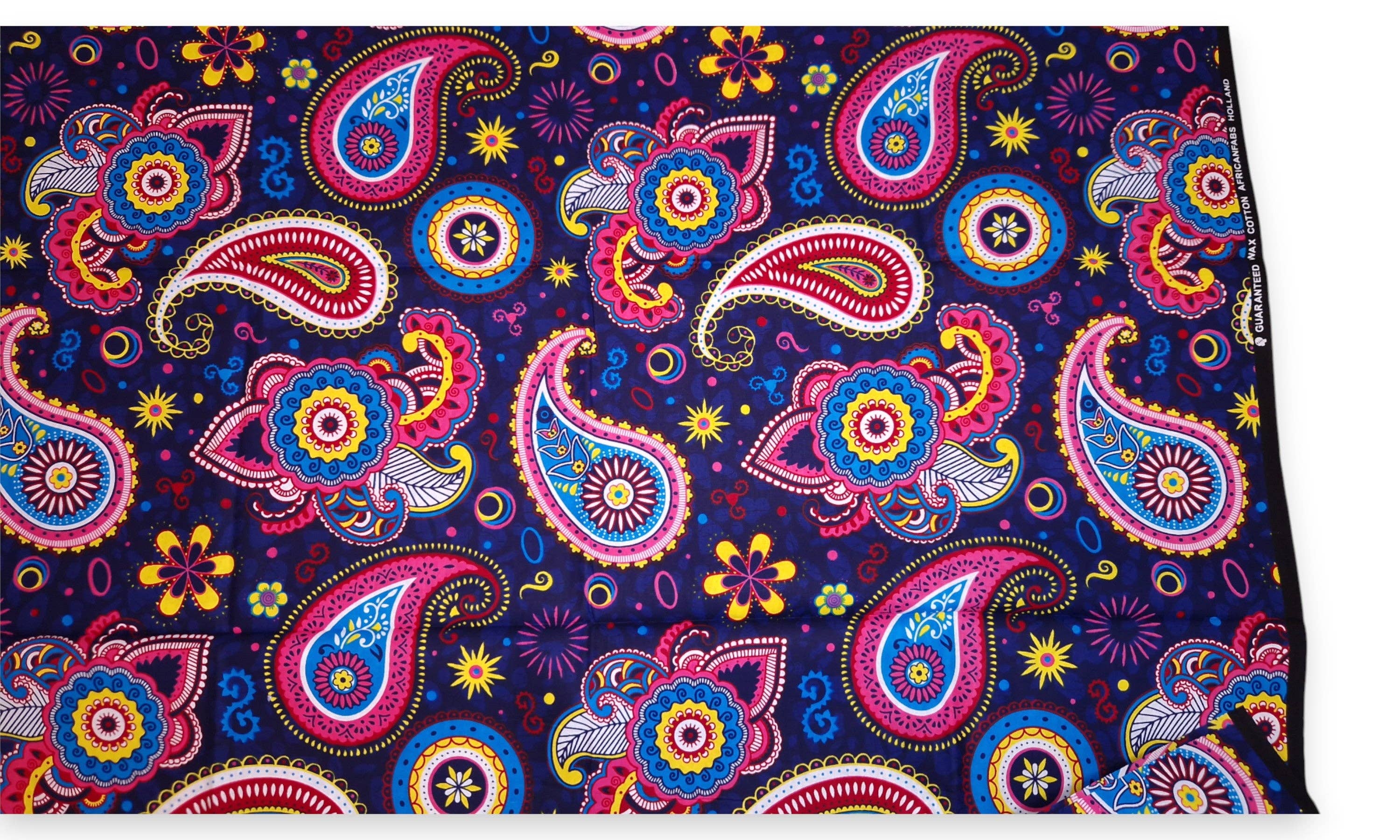 AfricanFabs - Wholesale Fabric - 6 Yards - African print fabric - Blue Pink Paisley - 100% cotton1