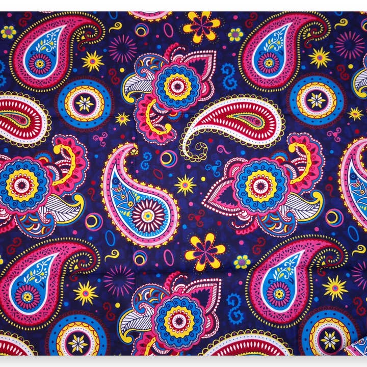 AfricanFabs – Großhandel Stoff – 6 Yards - Afrikanischer Druckstoff - Blau Pink Paisley - 100% Baumwolle1