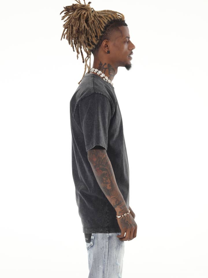 Stylo - Wholesale T-Shirt - Men's - Heavyweight Acid Wash Black Tshirt2