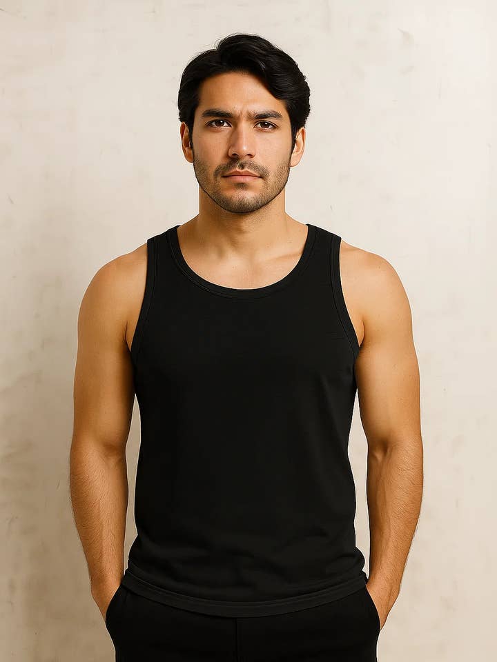 Camiseta sin mangas negra de hombre para uso casual | ZWTT20 para venta al por mayor de Zovater Incorporation