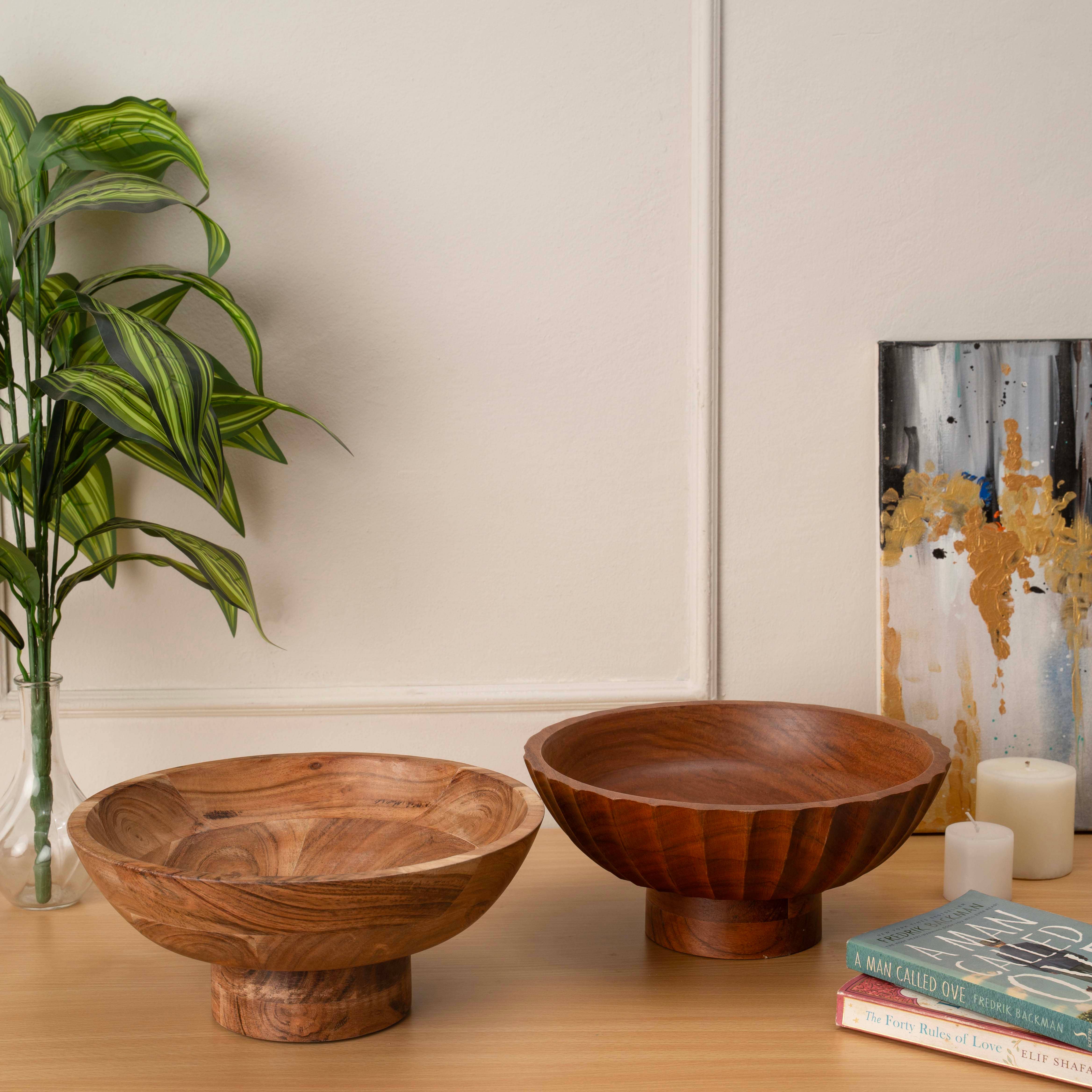 LuxeDesigns Co LLC - Wholesale Bowl - Acacia Wood Footed Bowl– Handcrafted Decorative Fruit Bowl13