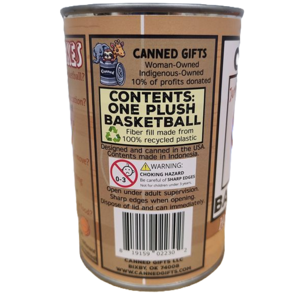 Canned Gifts - Wholesale Sports Ball - Kids - Jordan the Canned Basketball | Sports Plush in a Can w/Jokes5