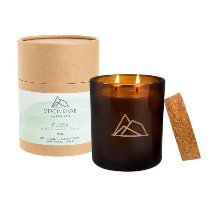 FLORA 16oz Glass Jar Candle for wholesale by Virgin River Naturals