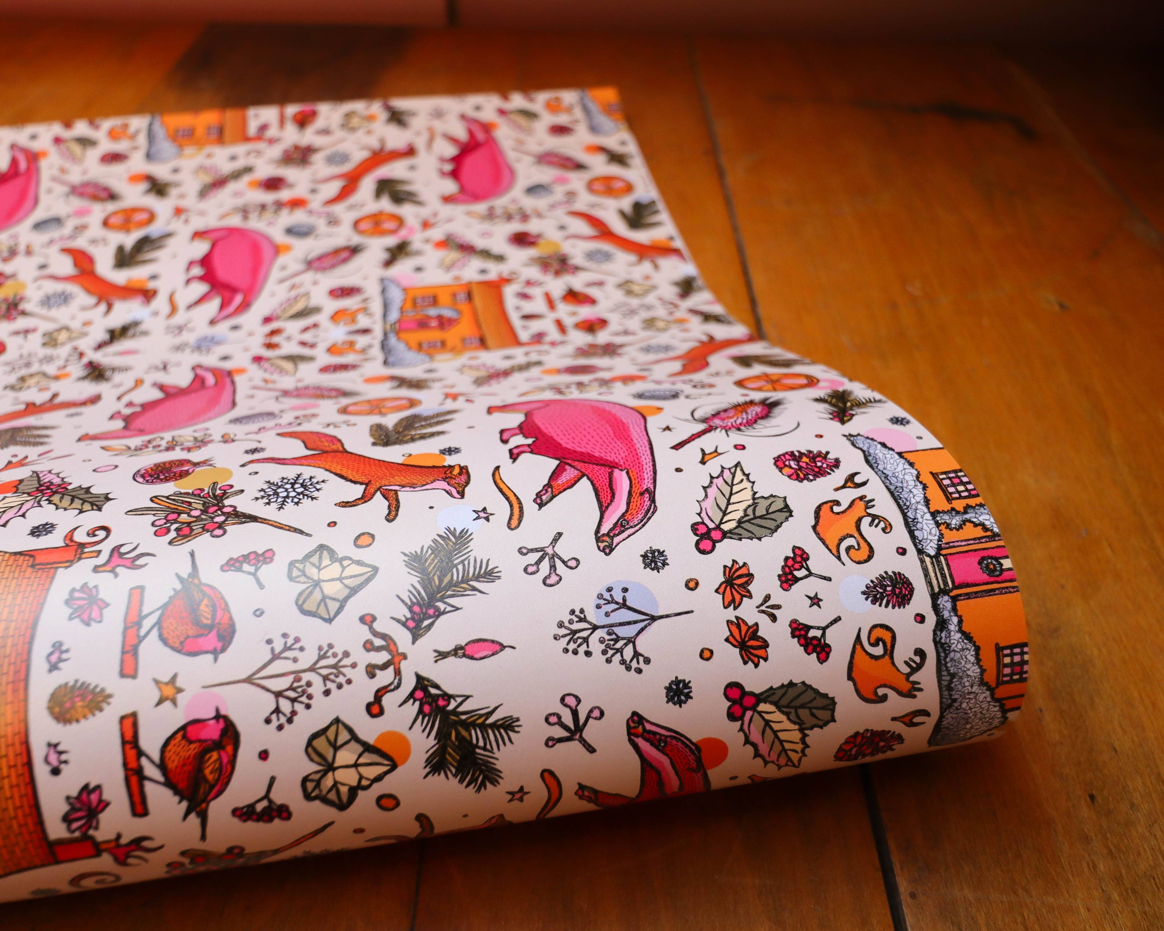 Freya Niamh - Wholesale Flat Wrap - Winter Woodland Christmas Wrapping Paper1