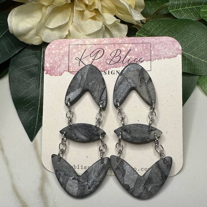 Brincos de polímero oval ardósia ardósia cinza por atacado de KP Bliss Designs