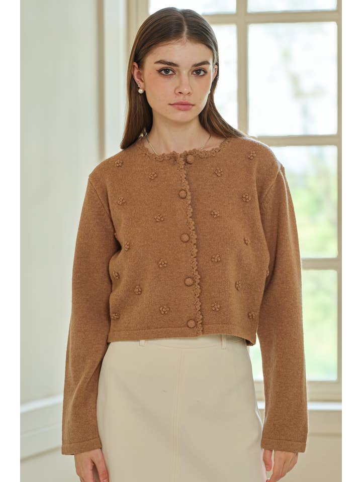 ROSIE POSIE - Wholesale Cardigan - Women's - RP2579 - Pom Pom Buttoned Cardigan7