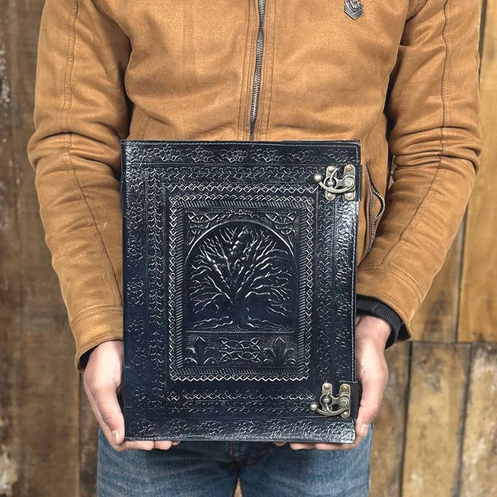600 Pg Grande Taccuino in Pelle con Albero della Vita in Rilievo per la vendita all'ingrosso da parte di MNM HANDICRAFTS