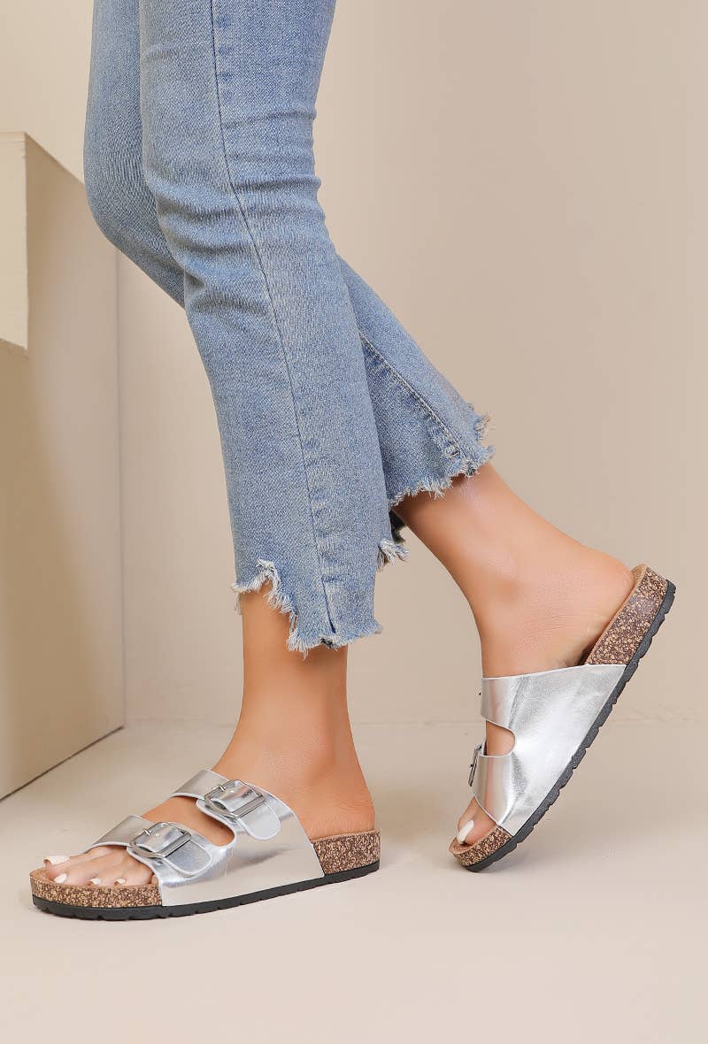 Joia Paris - Wholesale Sandaal - Dames - platte sandaal met dubbele band en verstelbare gesp W-12915