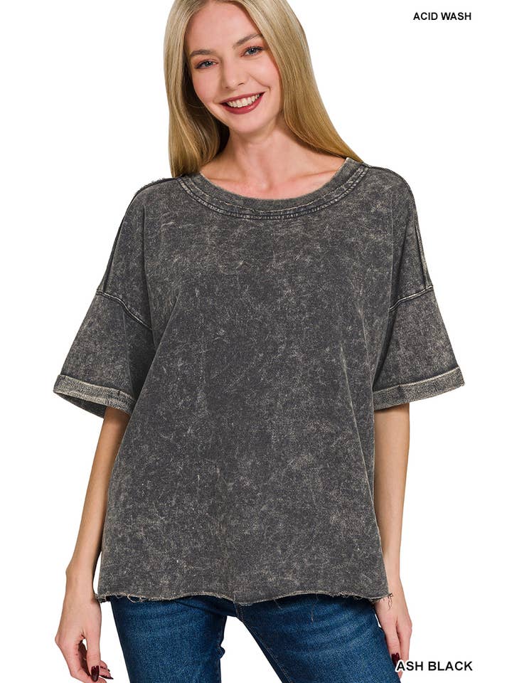 Vanilla Monkey - Wholesale Knit Top - Women's - French Terry Acid Washed Tee Shirts