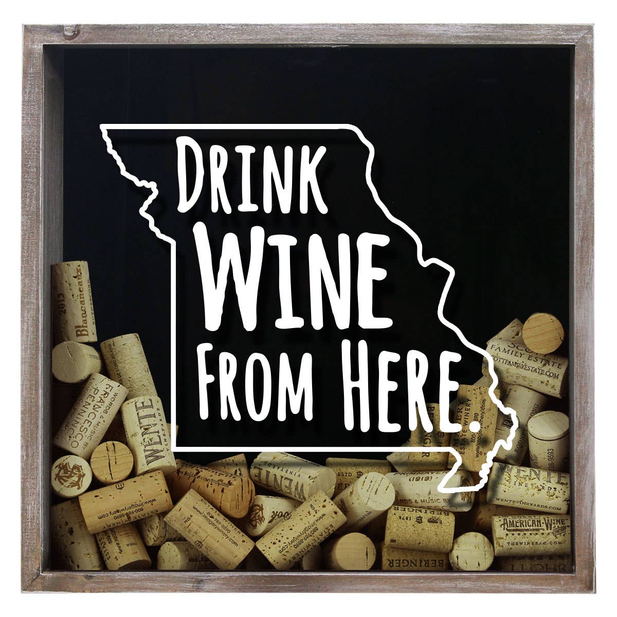Torched Products - Wholesale Sign - Drink Wine From Here Beer Cap Shadow Box - Farmhouse Antique23