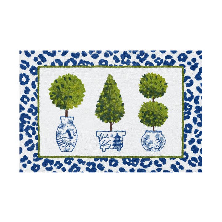 Leopard Print Topiary Hook Rug for wholesale by Peking Handicraft