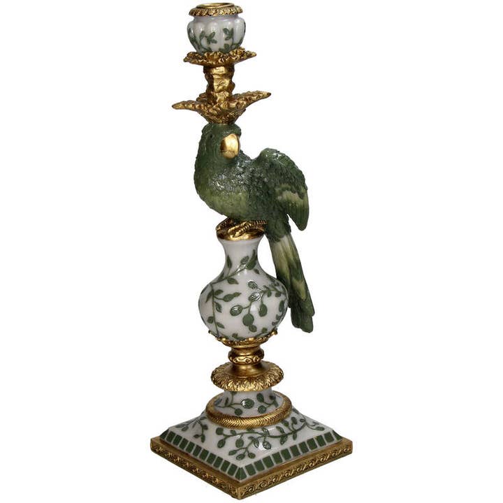 Trendhero.nl/b2b - Wholesale Candle Holder - “Bird Polyresin Candle Holder Green 13x13x39cm2