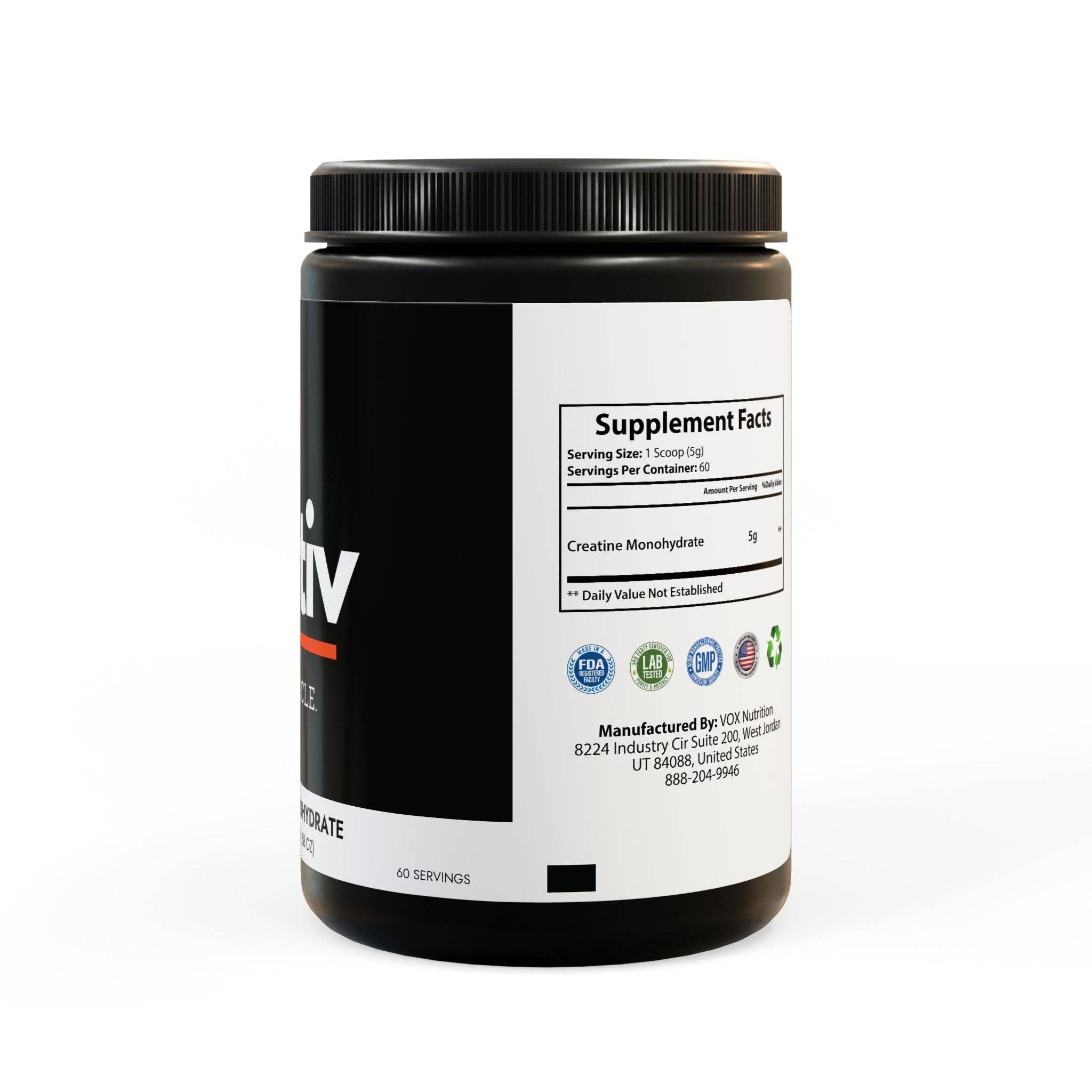Black jar lid Fortiv Creatine Monohydrate Supplement 10oz for wholesale on Faire2