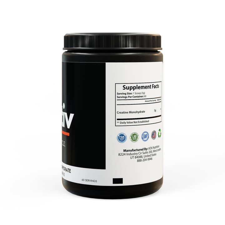 Black jar lid Fortiv Creatine Monohydrate Supplement 10oz for wholesale on Faire2