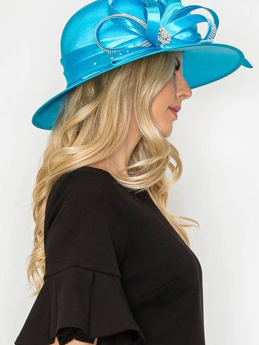 RHINESTONE EMBELLISHED BIG BOW SATIN BRAID HAT z2902 for wholesale by anbfashion