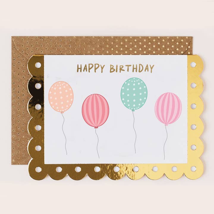 Cartão de Aniversário Quatro Balões por atacado de Apple & Clover