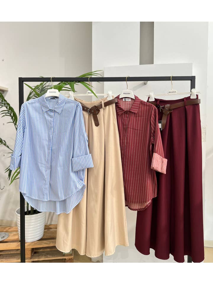 ADORA - Wholesale Button Down Shirt - Women's - Striped shirts