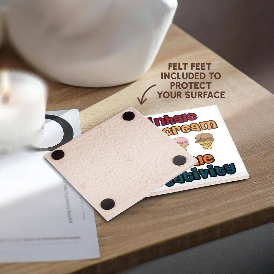 3dRose - Vendita all'ingrosso Sottobicchiere - 3dRose, Divertente e carino Inala Gelato Espira Negatività Amante del Gelato, Sottobicchiere3