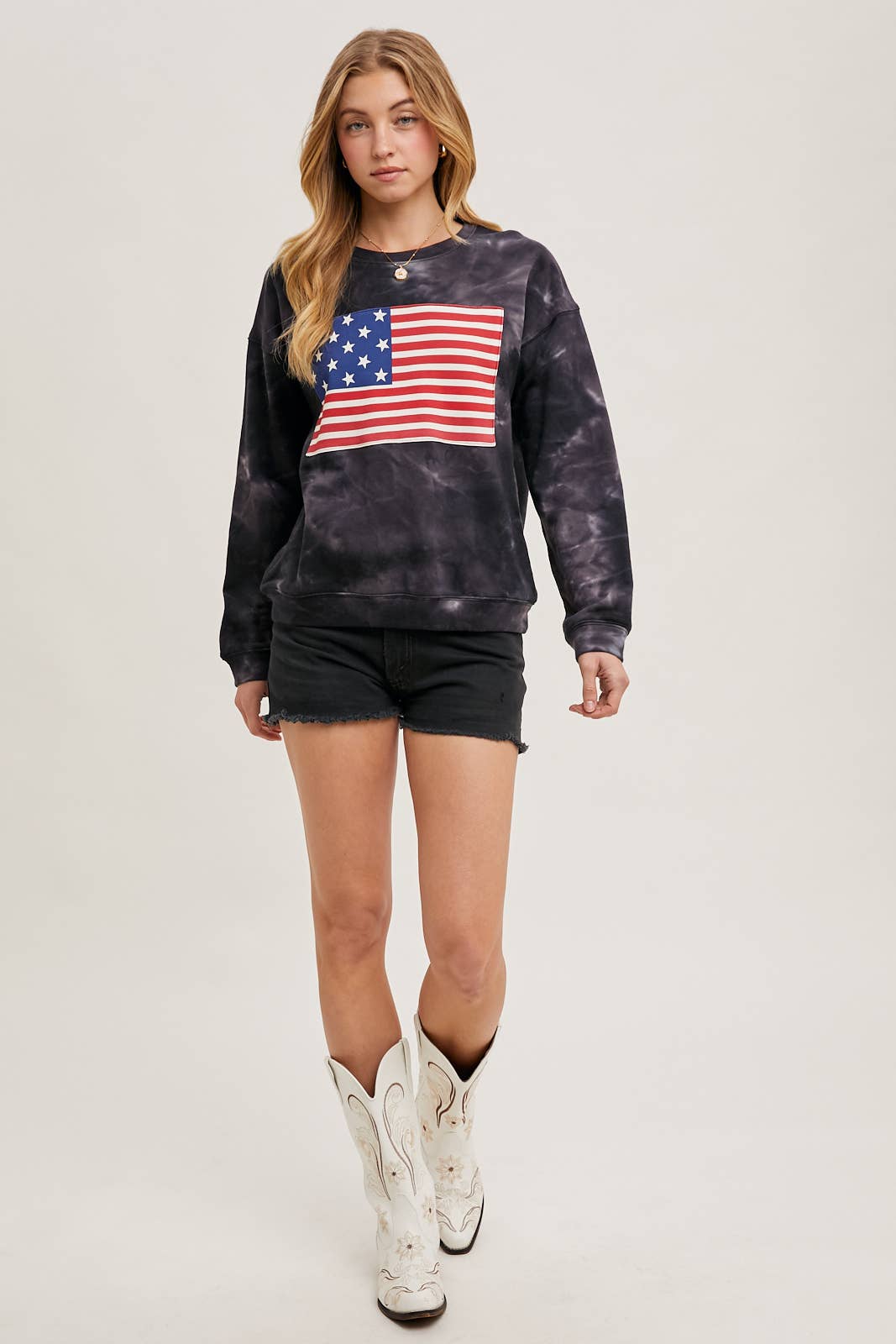Bluivy - Wholesale Sweatshirt - Women's - US FLAG TIE-DYE SWEATSHIRT PULLOVER - 4TH OF JULY6