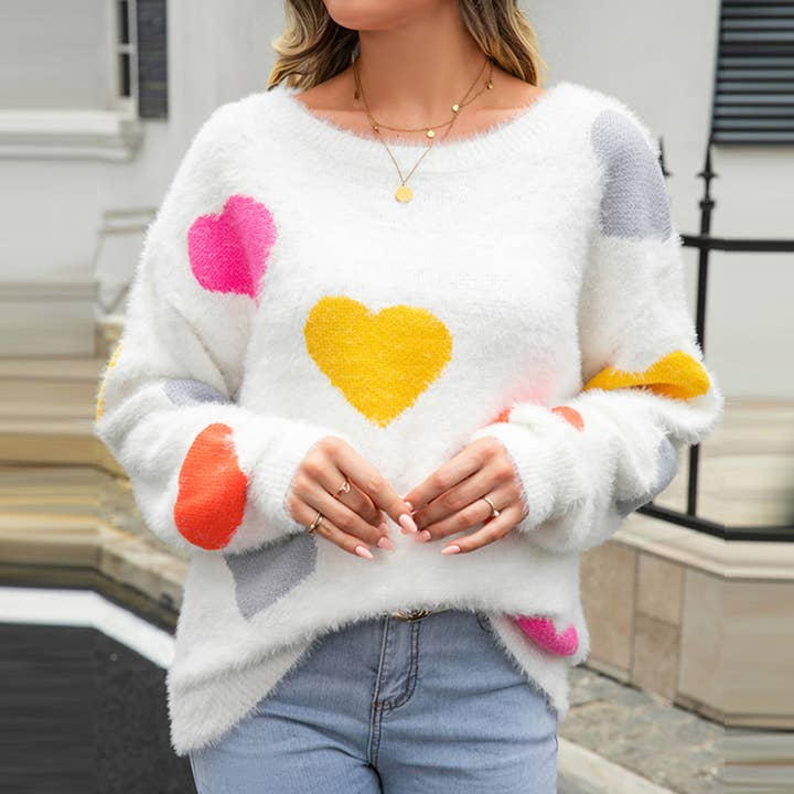 LOVE SWEATER KNIT VALENTINE'S DAY SWEATER WOMAN for wholesale by Lily Clothing