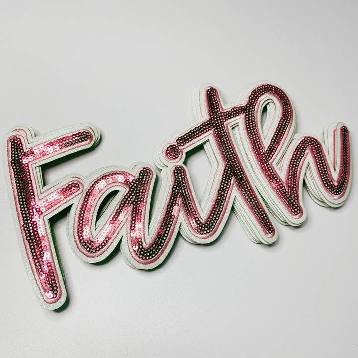 10” Faith in Pink - Sequin Patch for wholesale by TEELUX