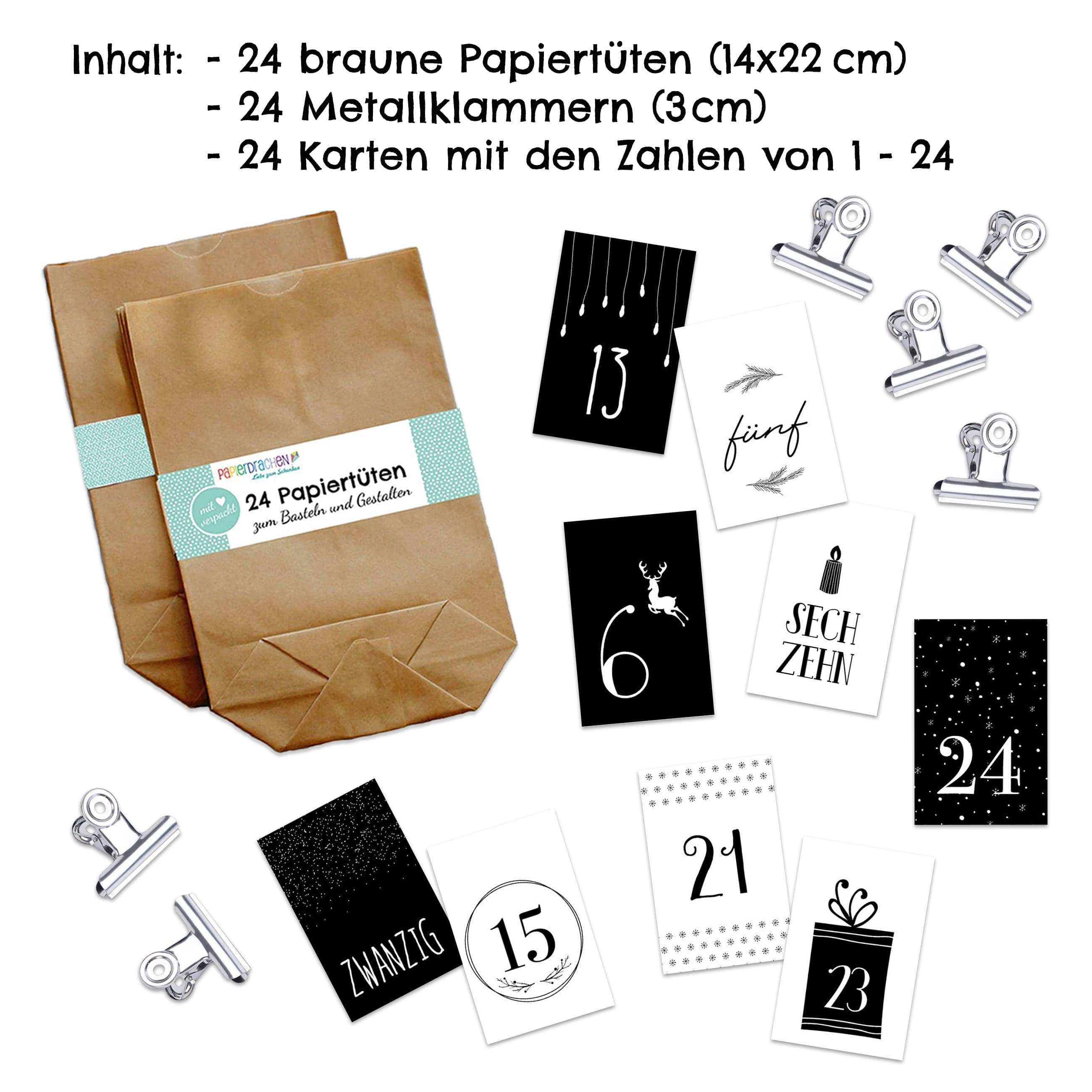 Papierdrachen - Wholesale Advent Calendar - Adv card calendar - black and white - set 13