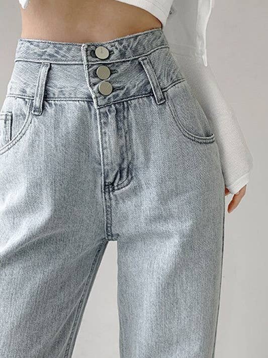 Jeans de cintura alta com pernas largas por atacado de Aria Romance