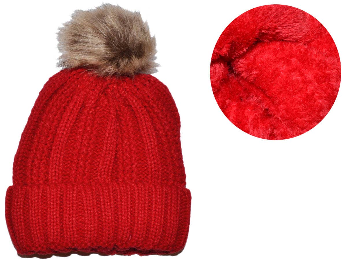 Buck Wholesale - Wholesale Beanie - Women's - Winter Beanie with Removable Raccoon Fur Pom-Pom12