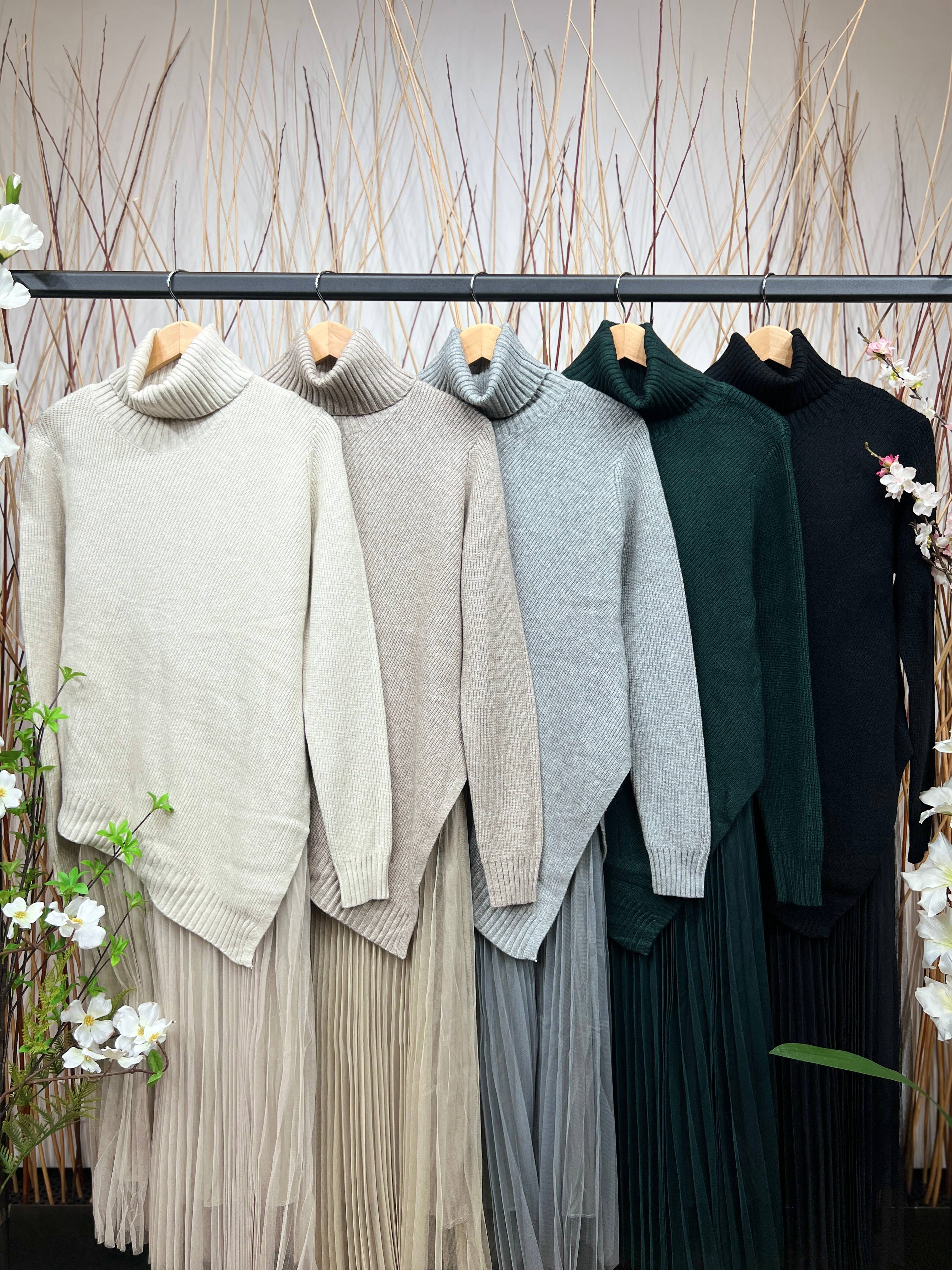 L'Emotion - Vente Ensemble haut et jupe - Femme - Ensemble Pull Col Roulé Asymétrique Coupe V & Robe18