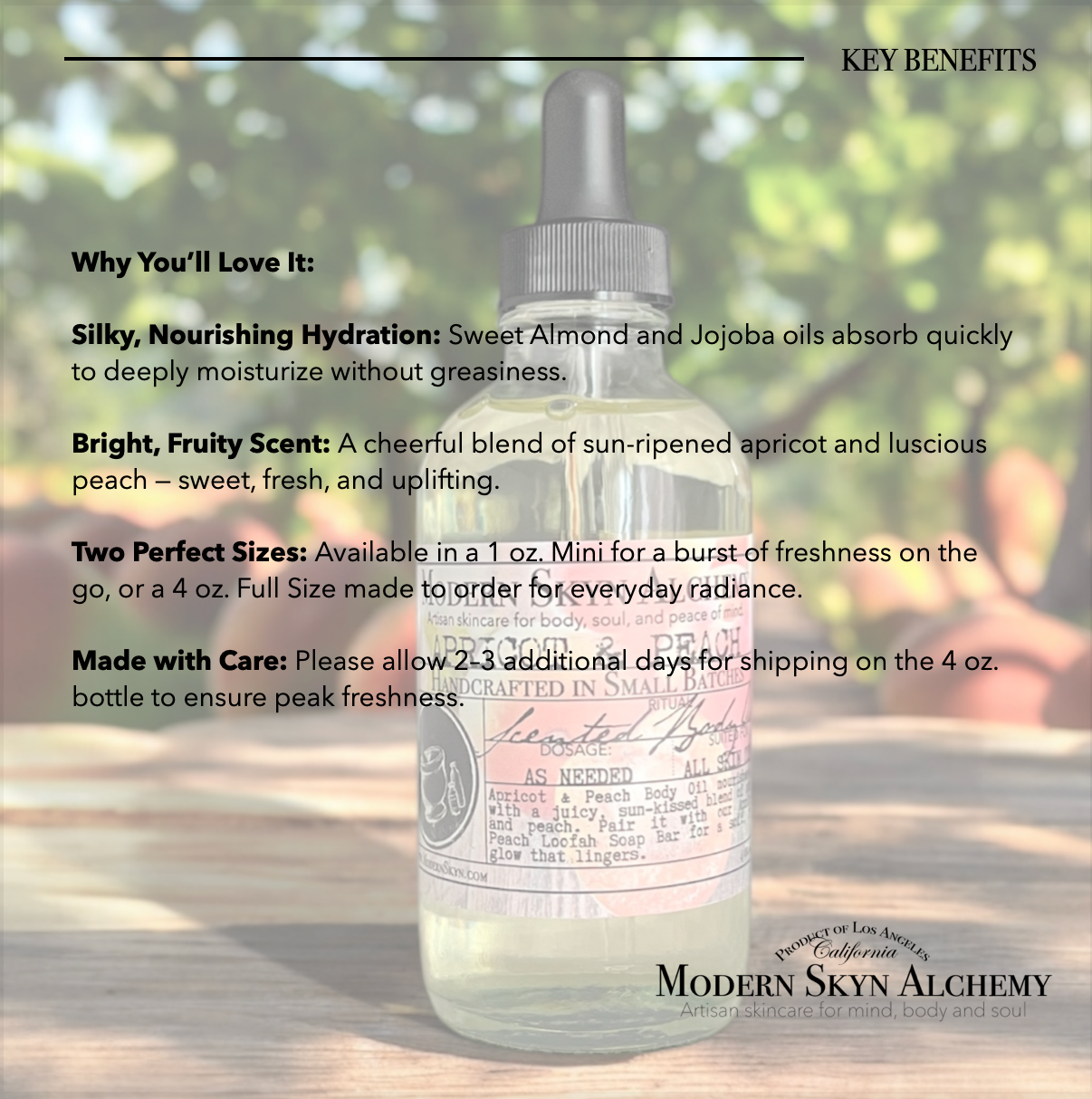 Modern Skyn Alchemy LLC. - Wholesale Bad/lichaamsolie - Abrikoos & Perzik Lichaamsolie3