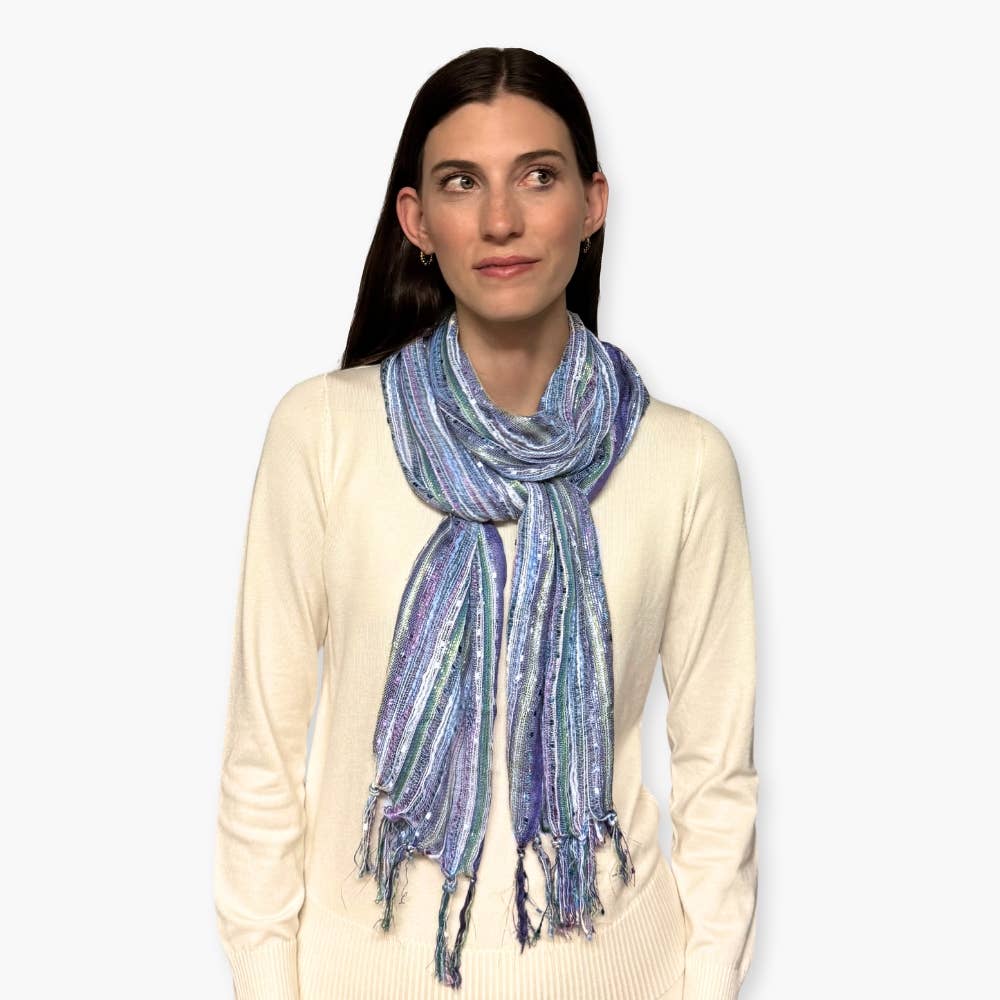 Humble Hilo – wholesale Scarf – Women's – Humble Hilo Multicolored Thread Artisan Scarf144