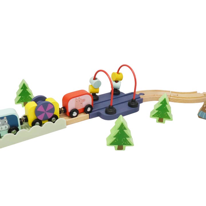 Leo & Friends - Wholesale Wood Toy - Kids - Wooden Railway Jungle 22-Piece Animal Set, Train Cars3
