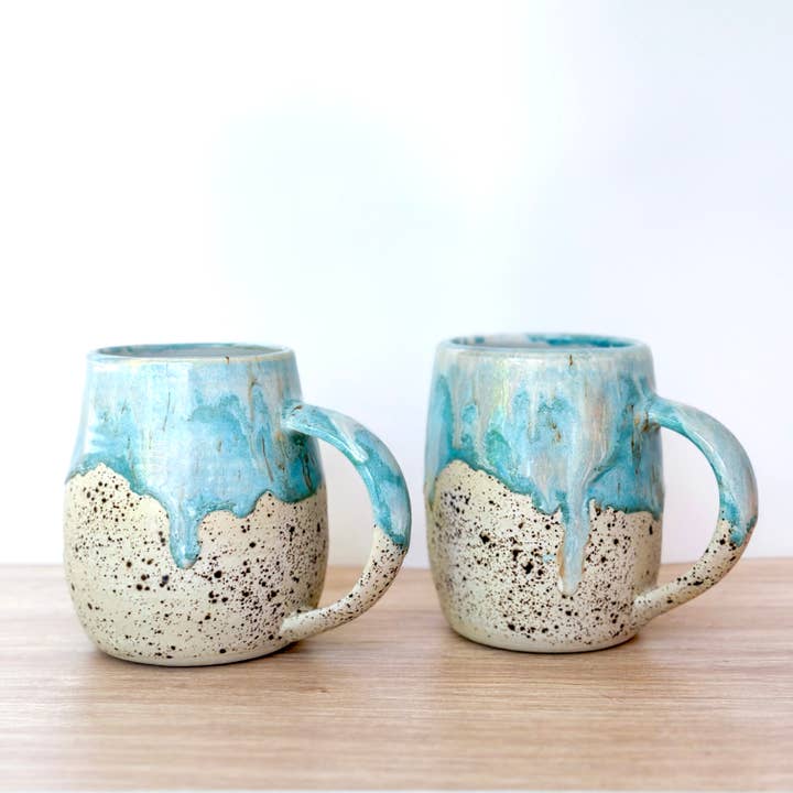 Van Isle Clayworks - Wholesale Coffee Mug - Blue Stoneware Mug - Dream Glaze - Wheel Thrown Pottery
