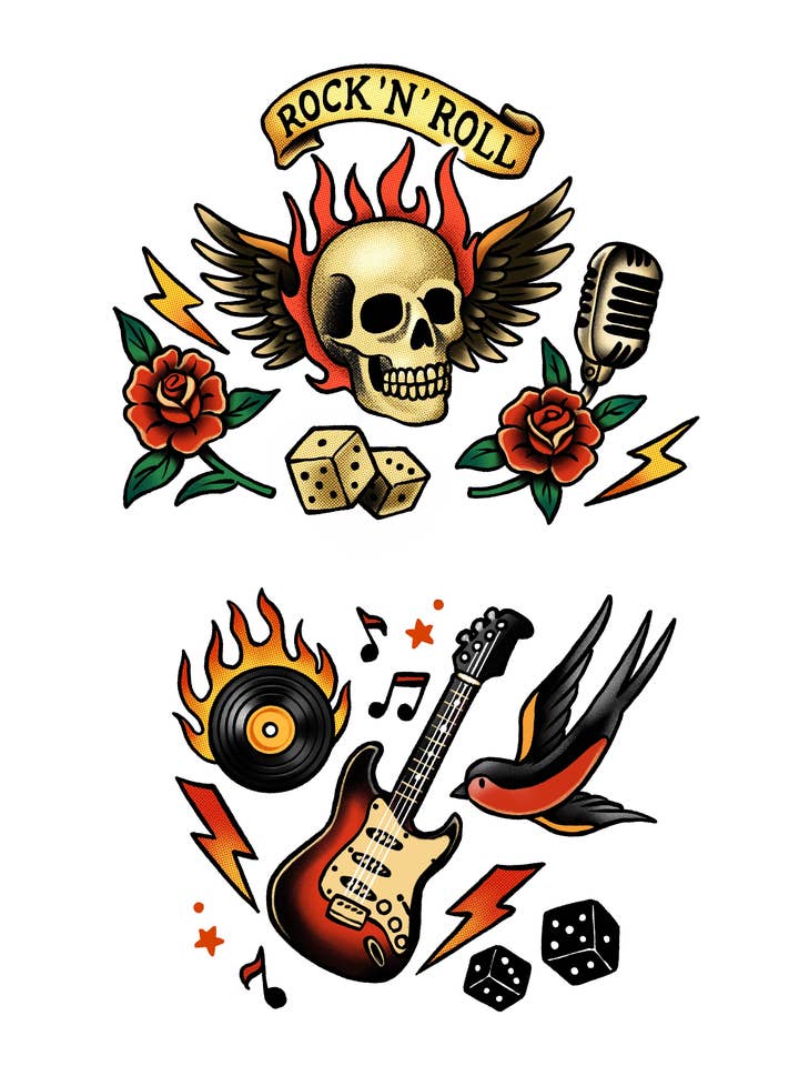 Let's Rock! Full Sleeve Tattoo for wholesale by Tony Ray