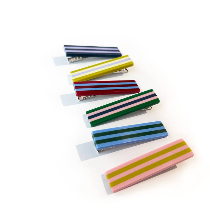 Combinist Goods - Wholesale Hair Clip - Women's - Striped Hair Clip | Large