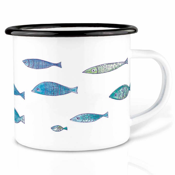 Enamel mug – School of fish for wholesale by LIGARTI