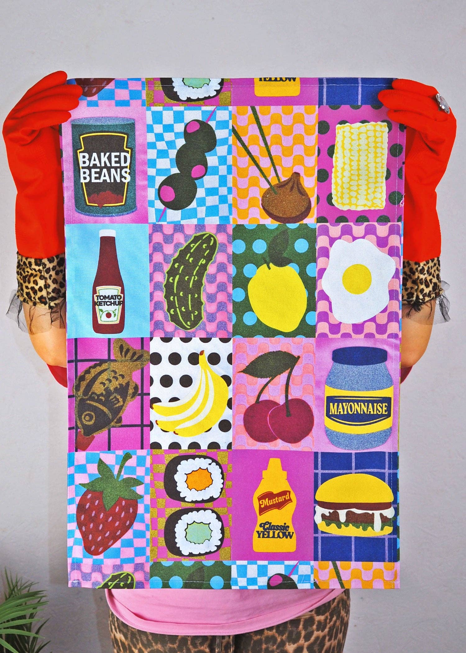 Printed Weird – wholesale Tea towel – Foodie Patchwork Tea Towel1