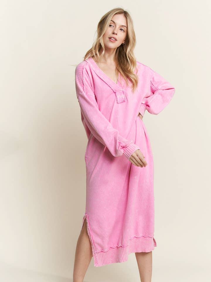MineralWash Deep Vneck Maxi Terry dress HD6031 for wholesale by J.Her