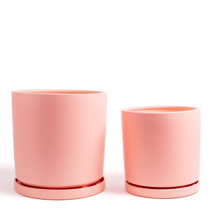 Momma Pots - Vente Pot - Pots cylindriques de 10,5 pouces (1 pièce) et 12,5 pouces (1 pièce) avec soucoupes à eau